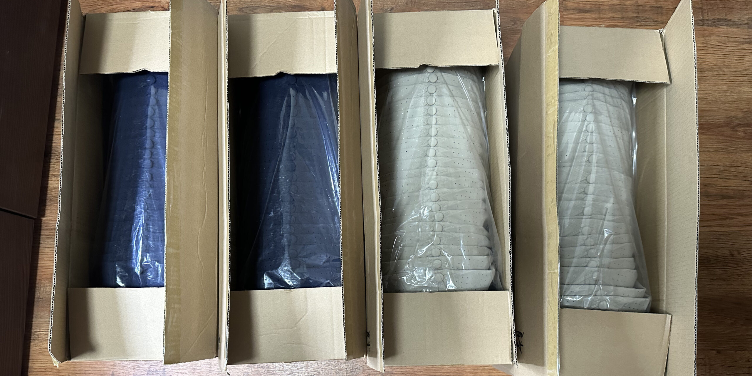 Neatly stacked finished product boxes ready for shipping