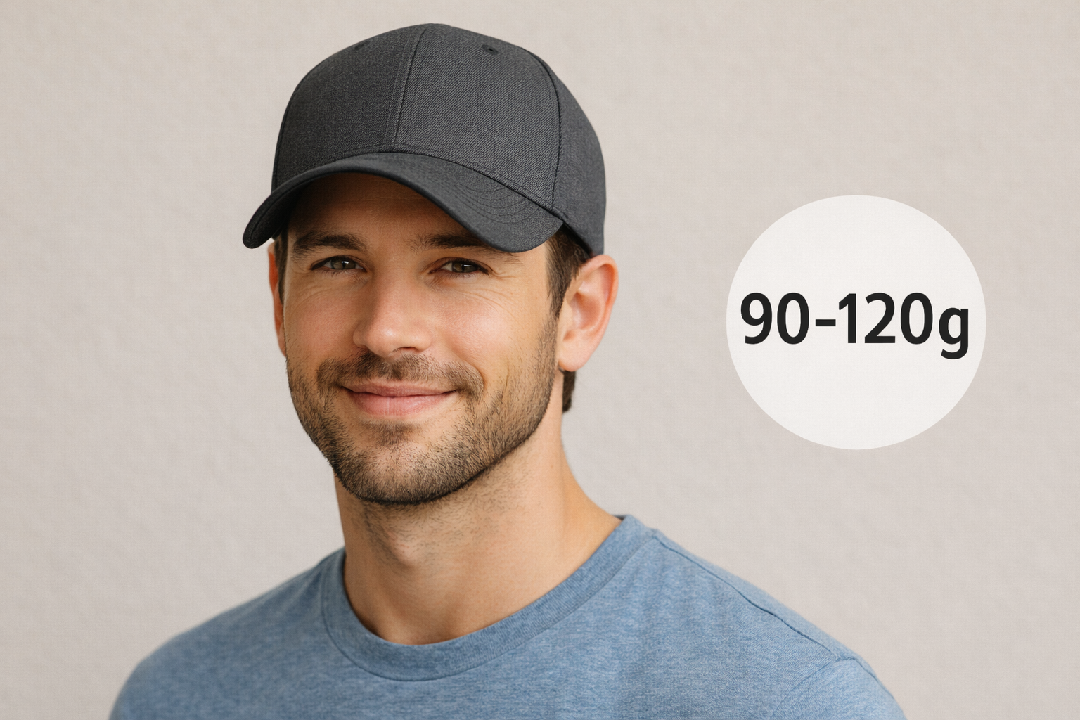 Adult with hat and label