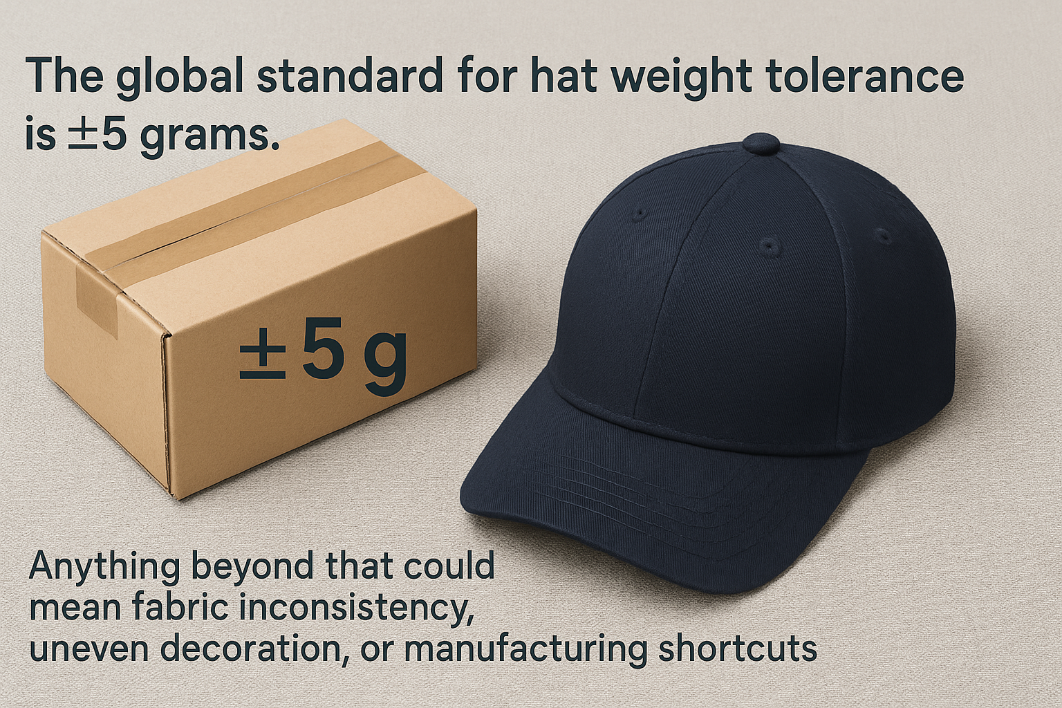 Baseball cap weight tolerance
