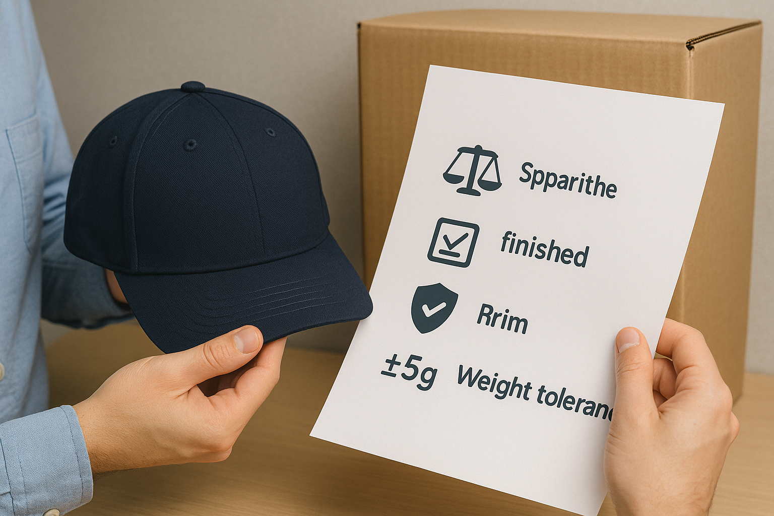 Factory desk with cap and tools