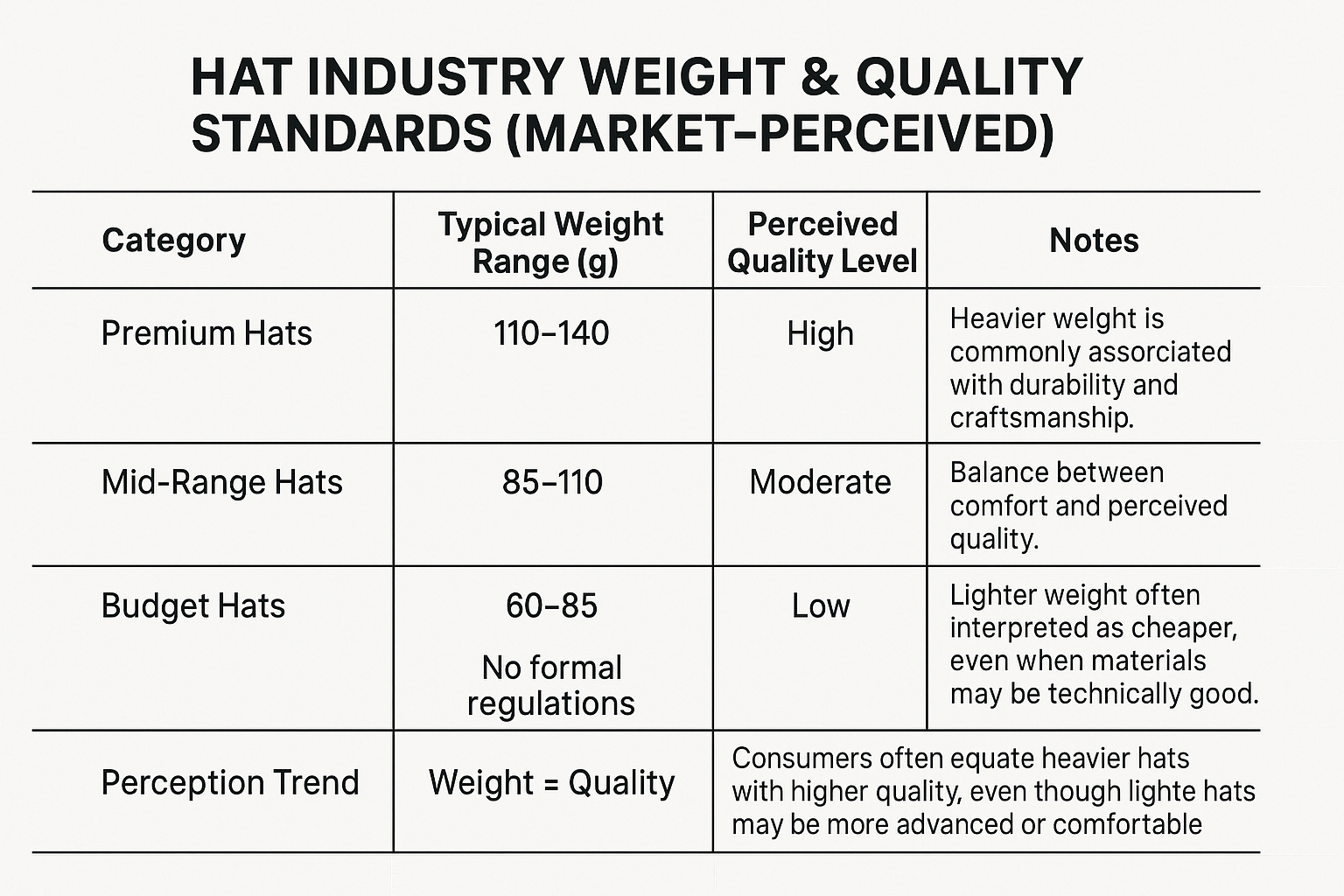 Hat Industry Weight Infographic