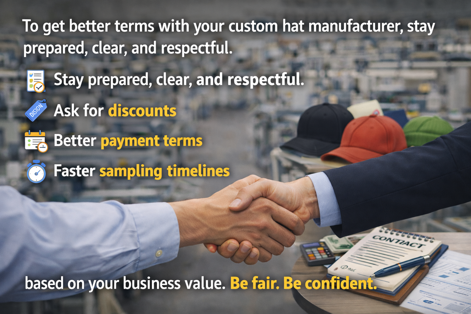 Hat manufacturer negotiation