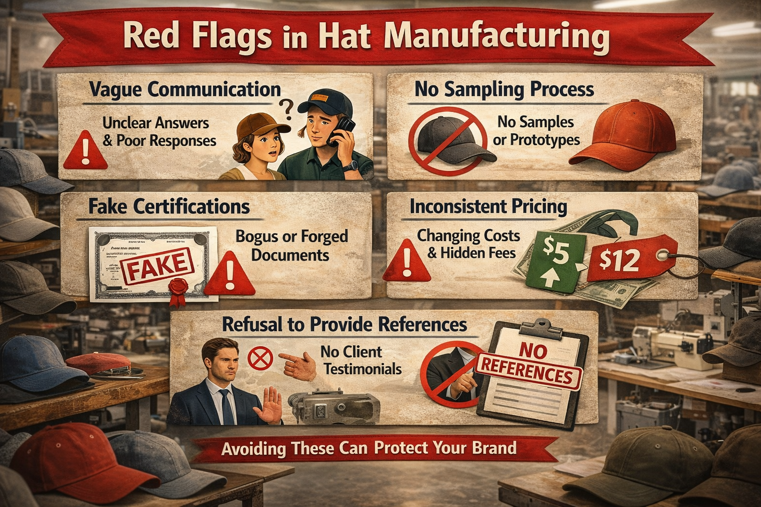 hat supplier red flags visual