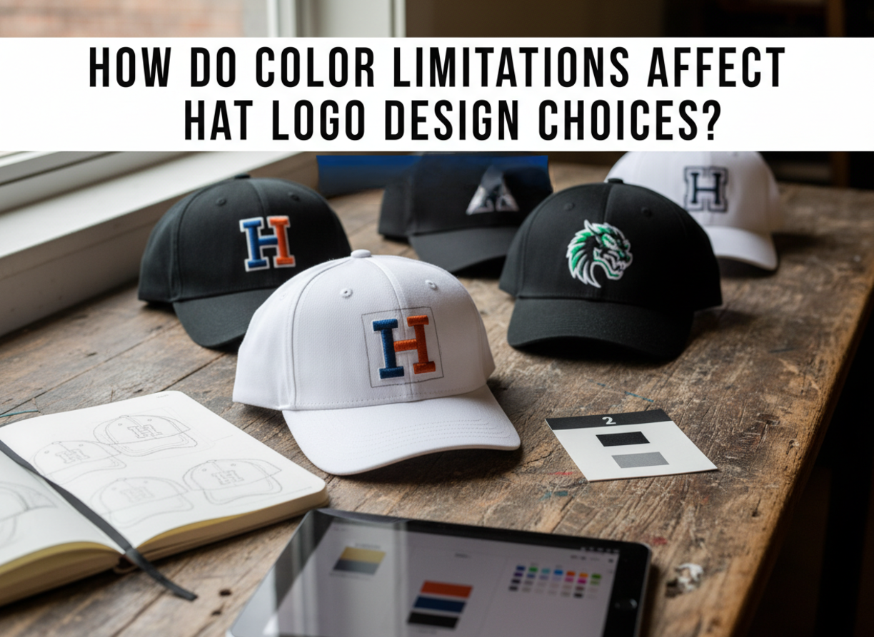 How Do Color Limitations Affect Hat Logo Design Choices?