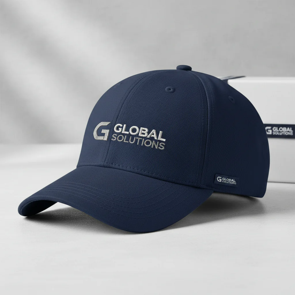 Promotional baseball cap with corporate branding