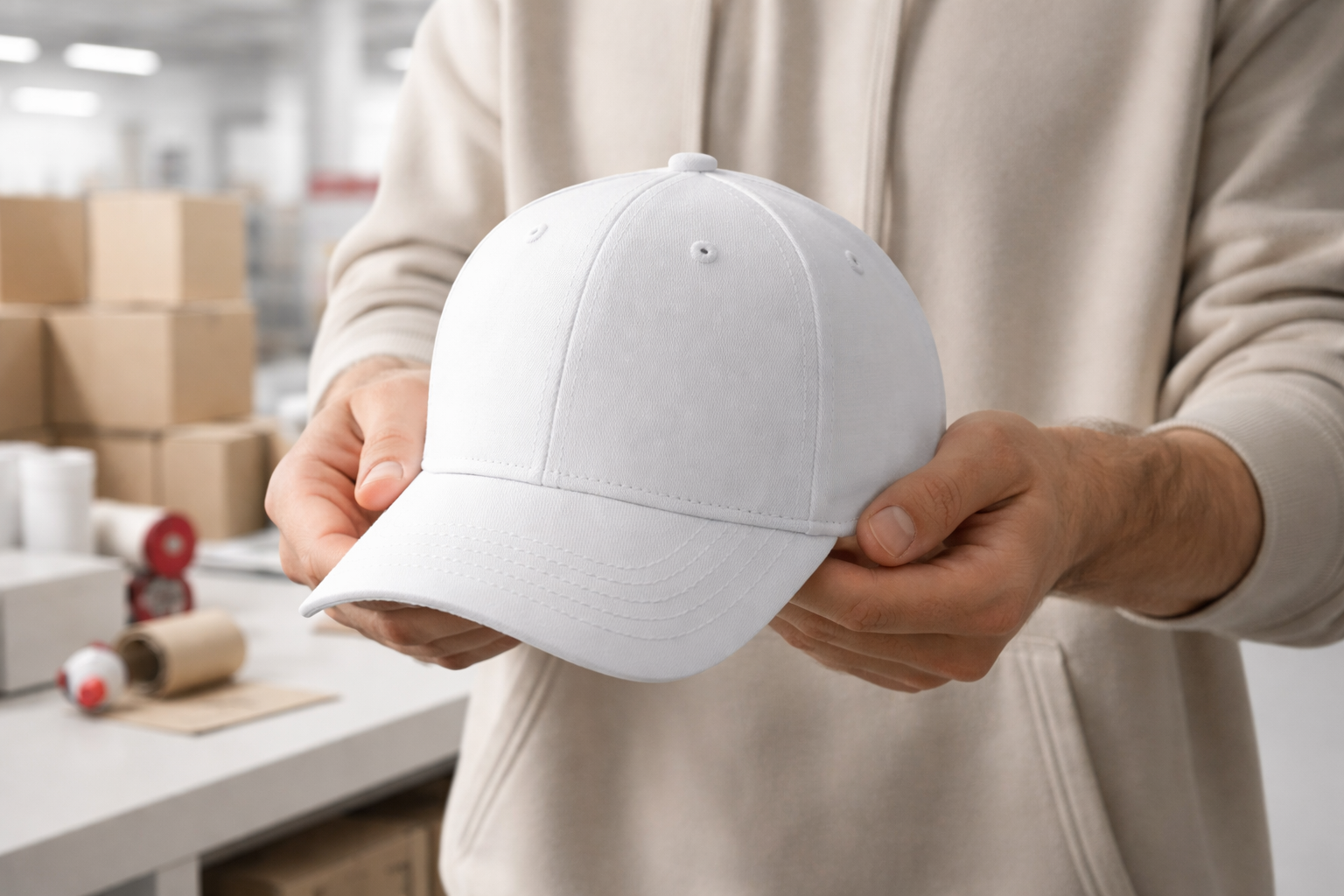 Creator wearing custom cap