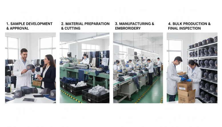 Visual diagram showing sample to bulk production workflow