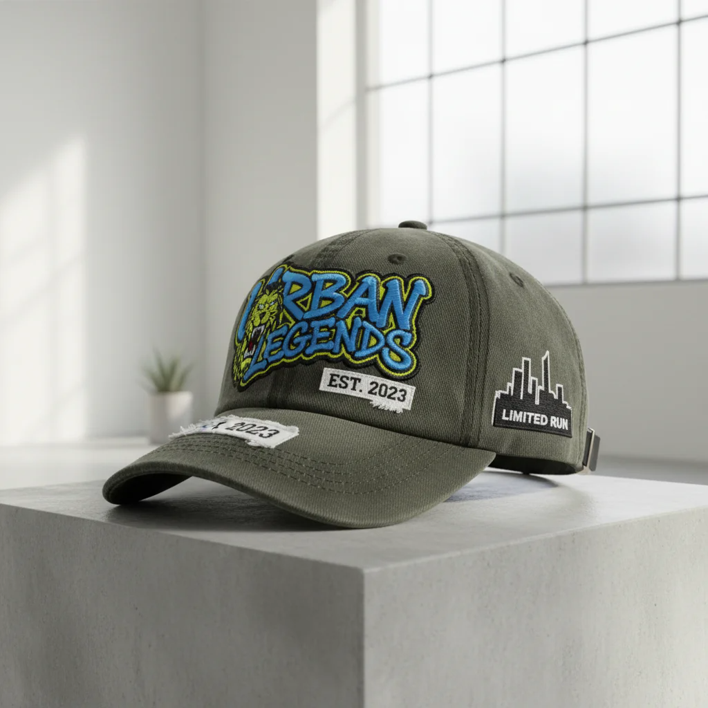 Streetwear custom cap with bold branding