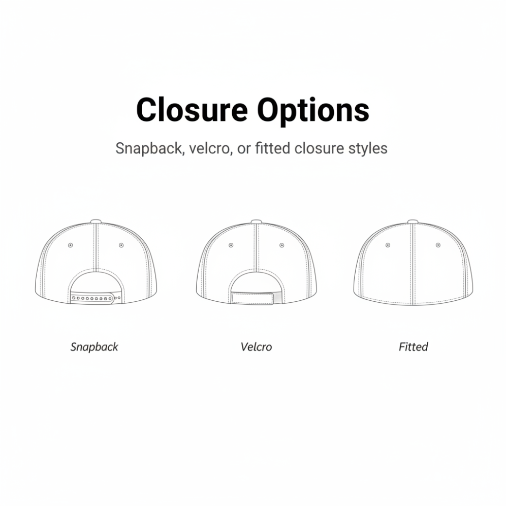custom trucker hats snapback closure options manufacturing