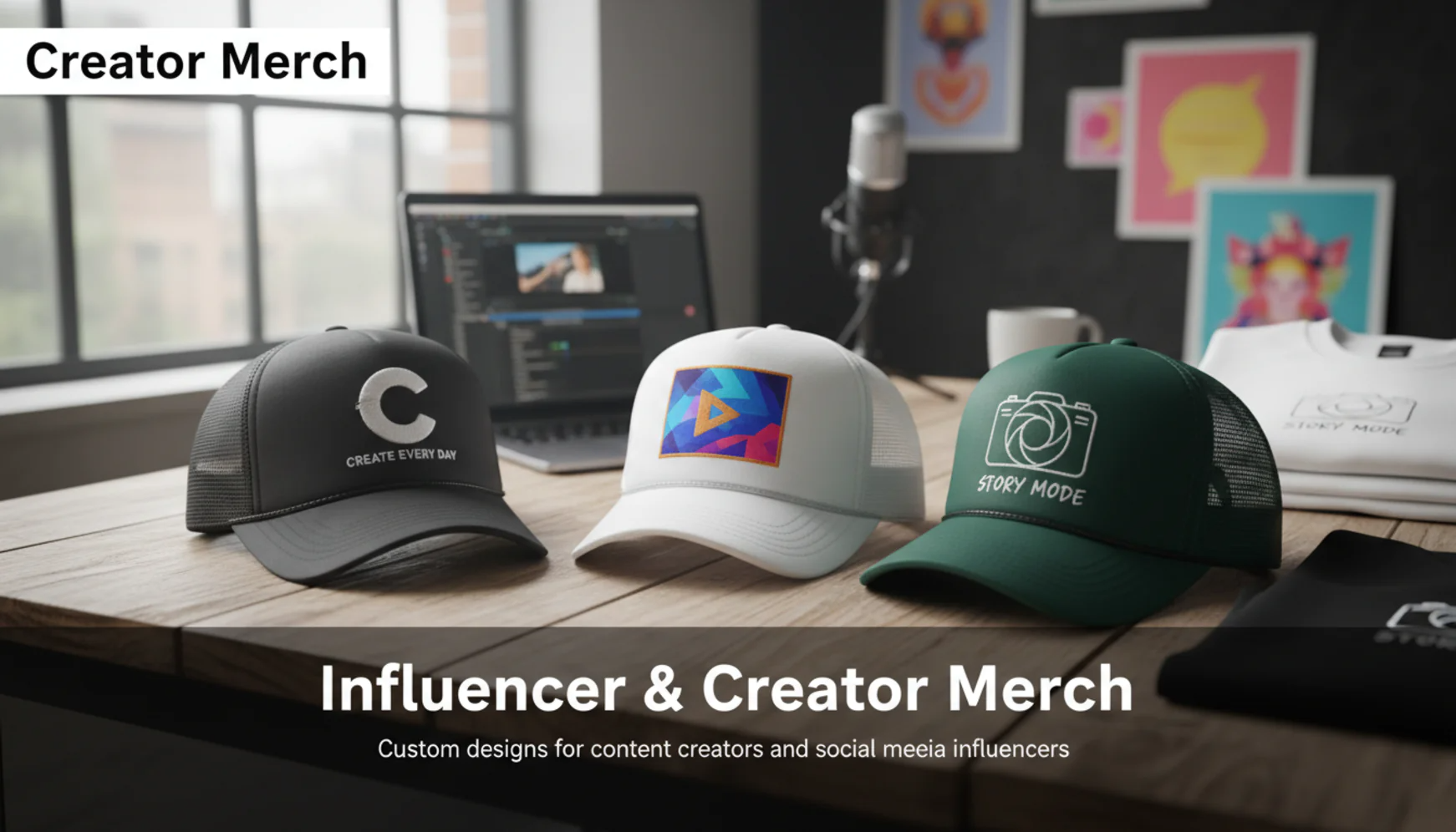 Influencer creator merchandise trucker hats