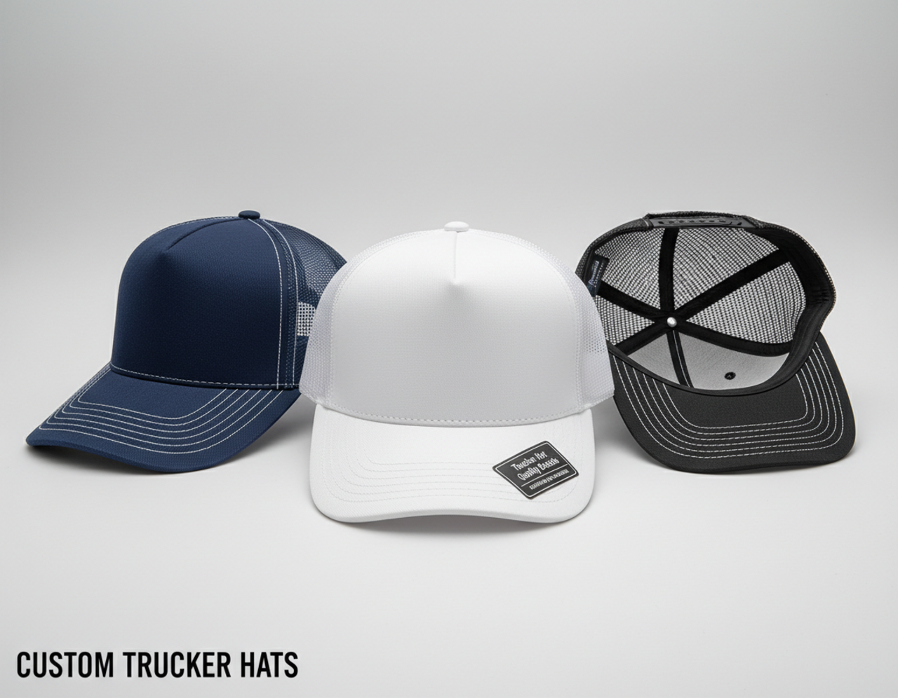 Custom Trucker Hats Front View - Mesh Back Design