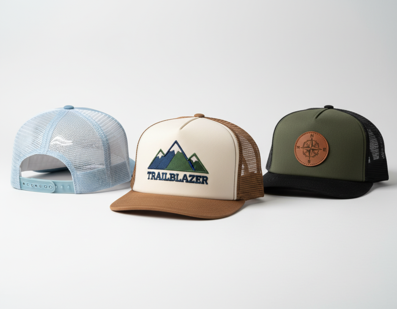 Trucker Hat Quality Details - Stitching and Materials