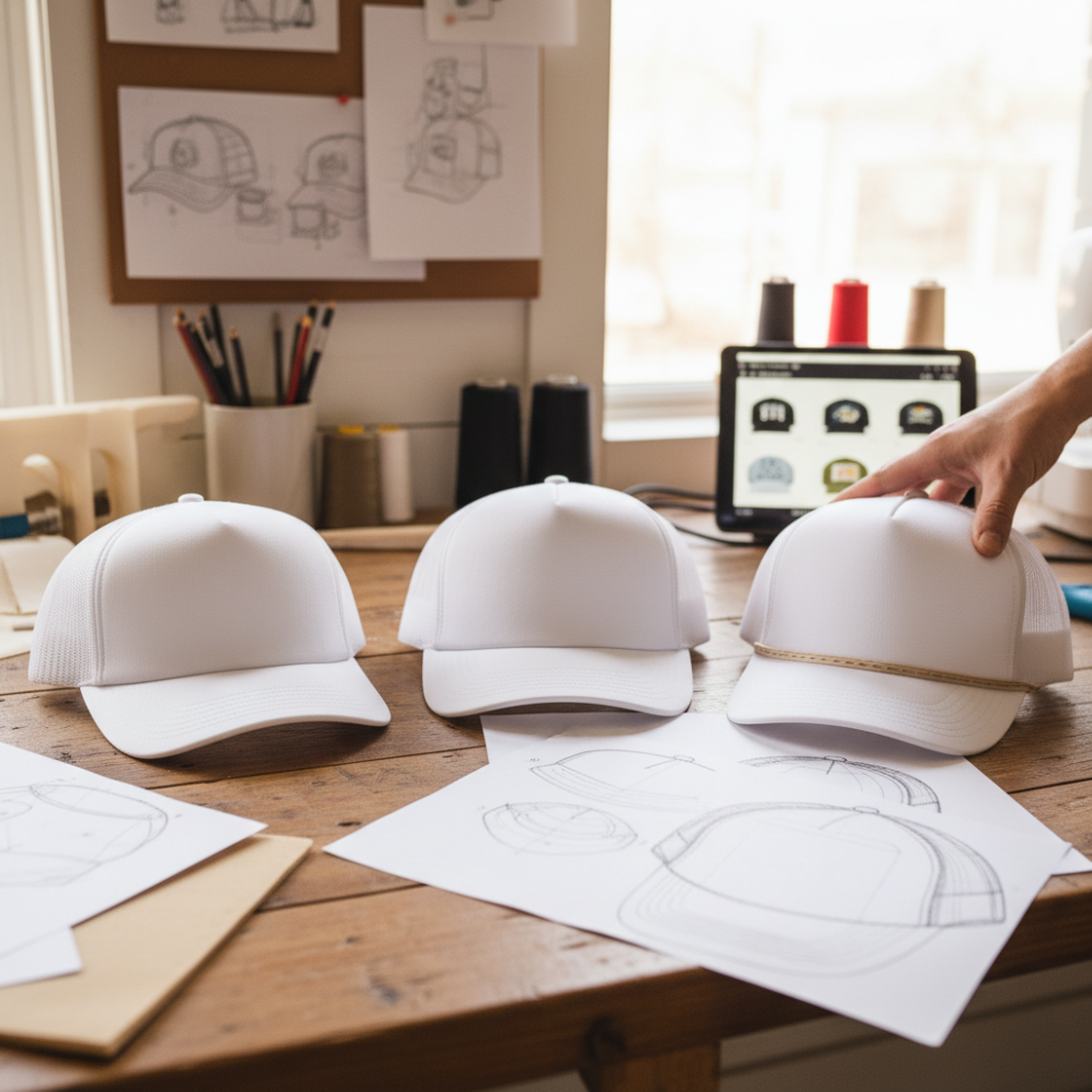 custom trucker hats crown shape design manufacturing