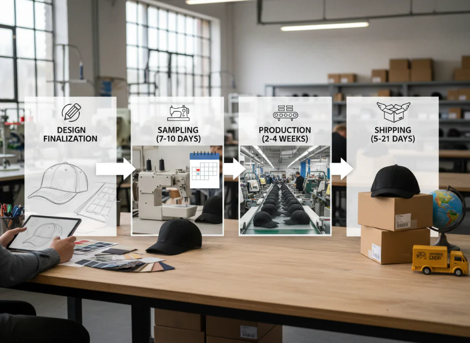 custom cap production workflow