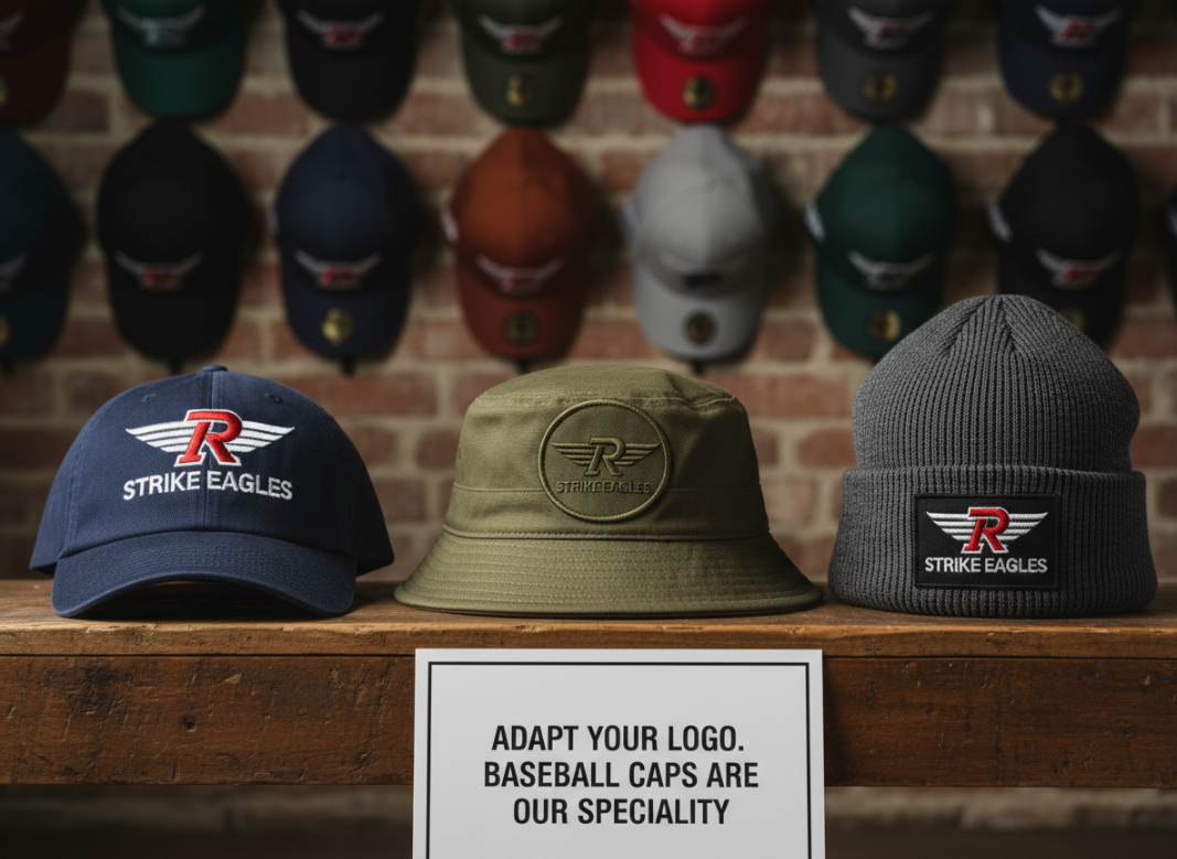 logo design that works on baseball caps and bucket hats