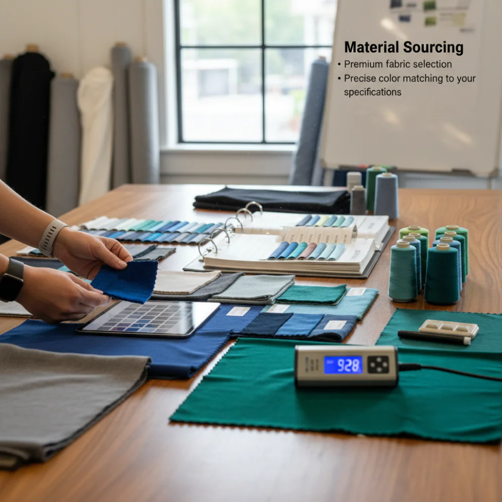 Material sourcing and color matching process