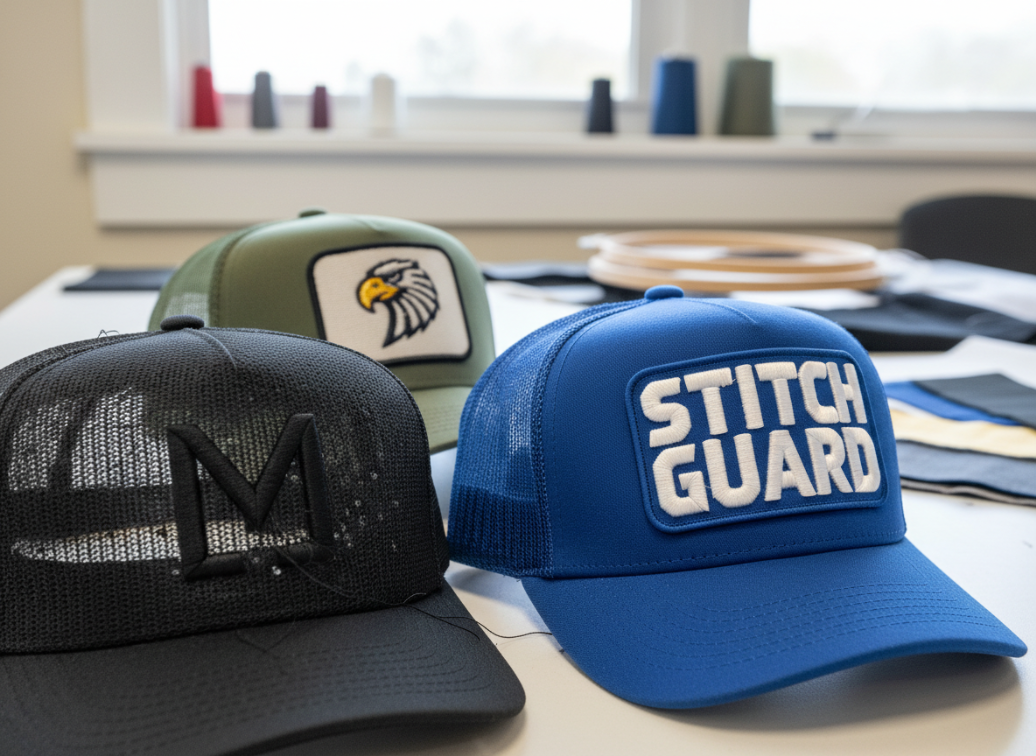 design logos for mesh trucker hats vs canvas caps