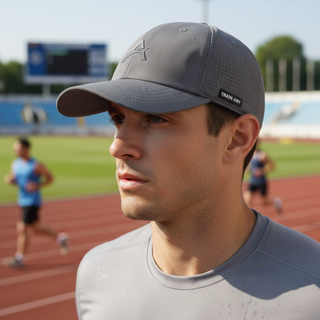 Athletic team baseball cap with performance materials