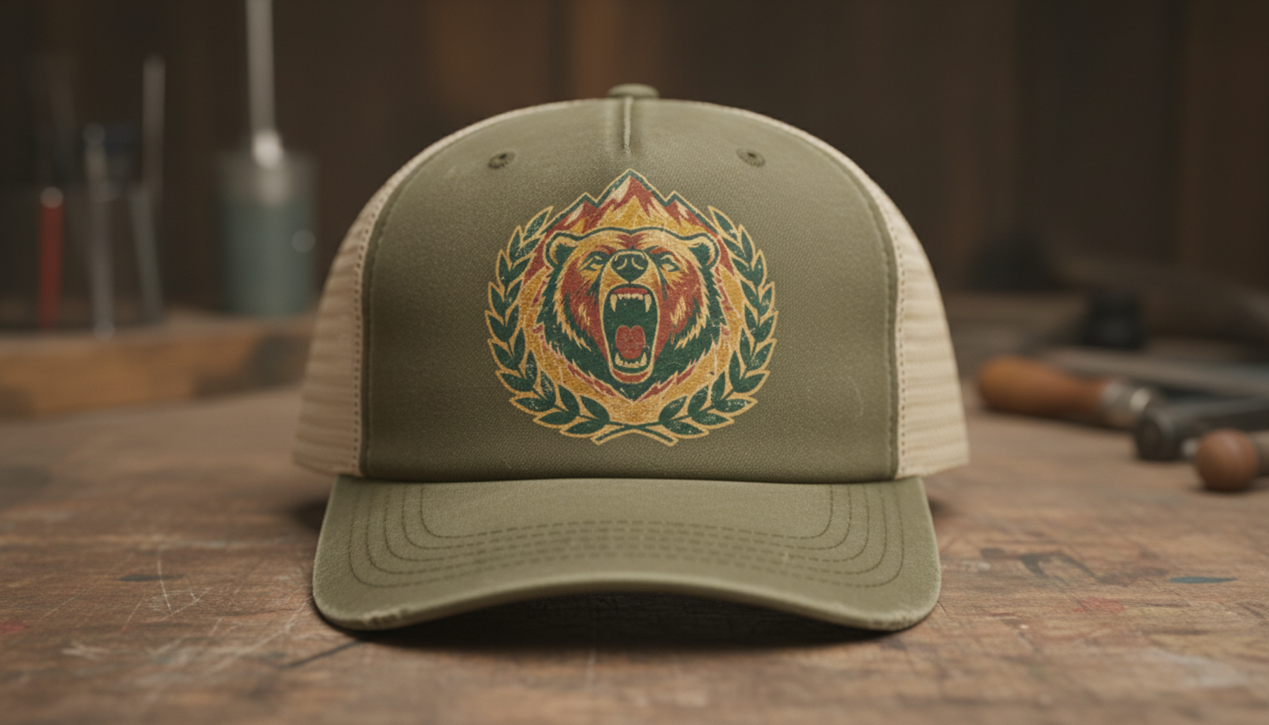 Custom trucker hat with screen print