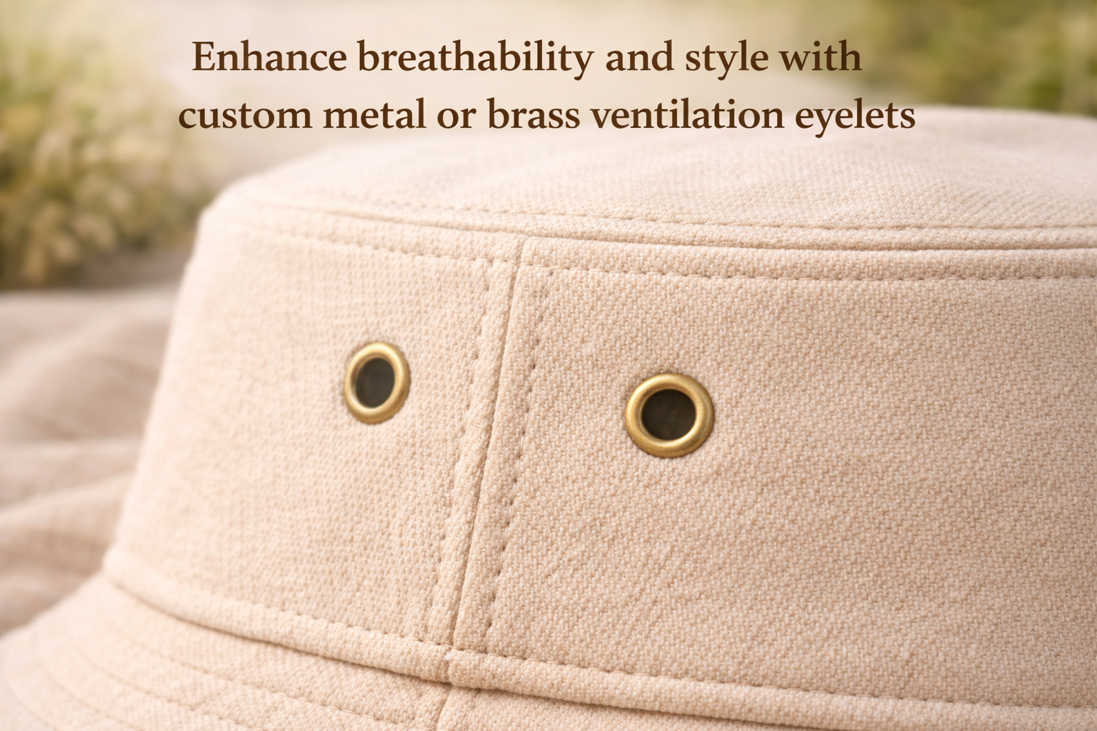 Metal eyelets detail on bucket hat