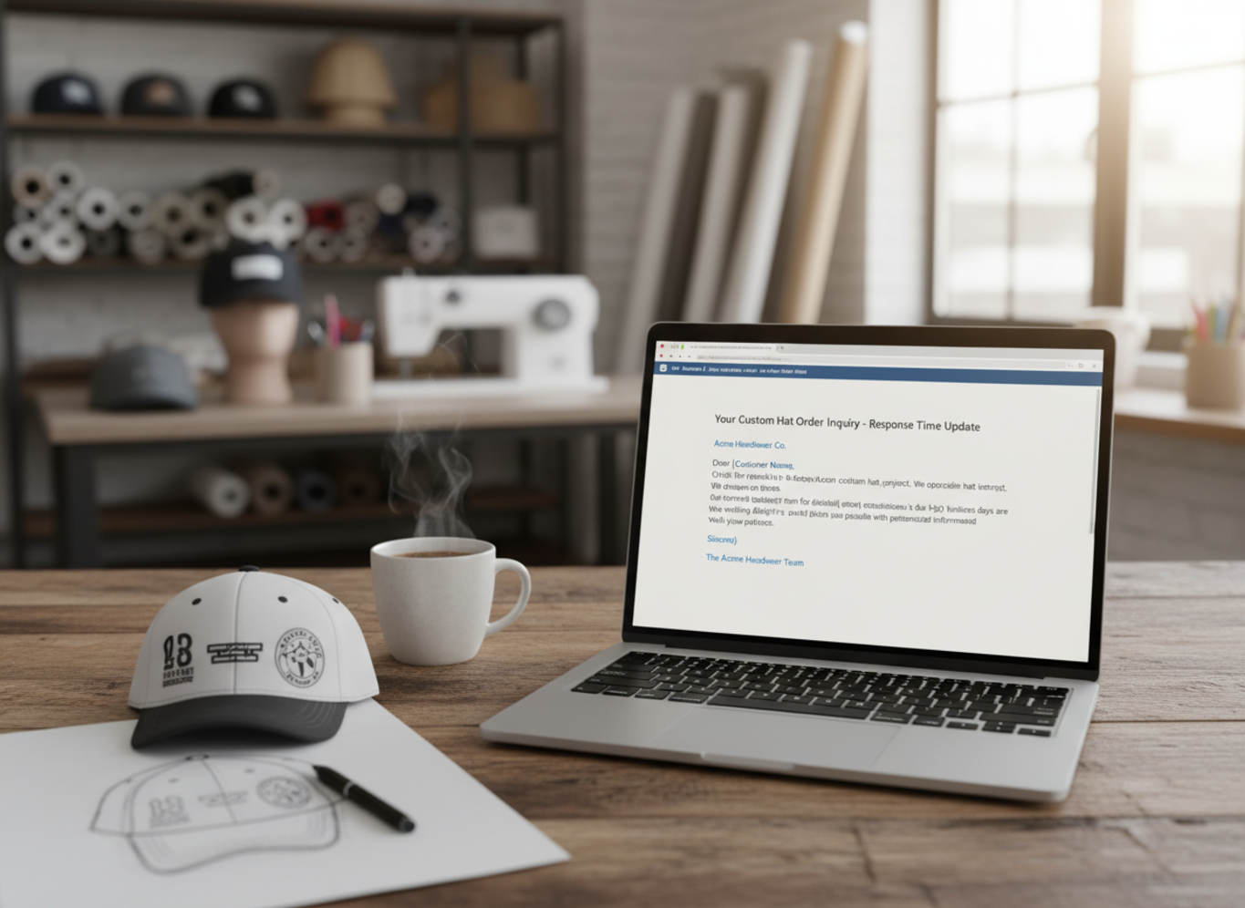 Factory Response Time custom hat manufacturer response time email