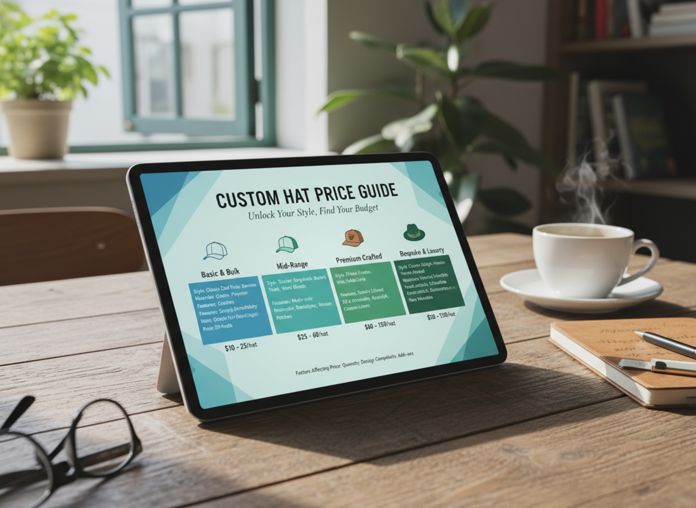 custom hat price range chart
