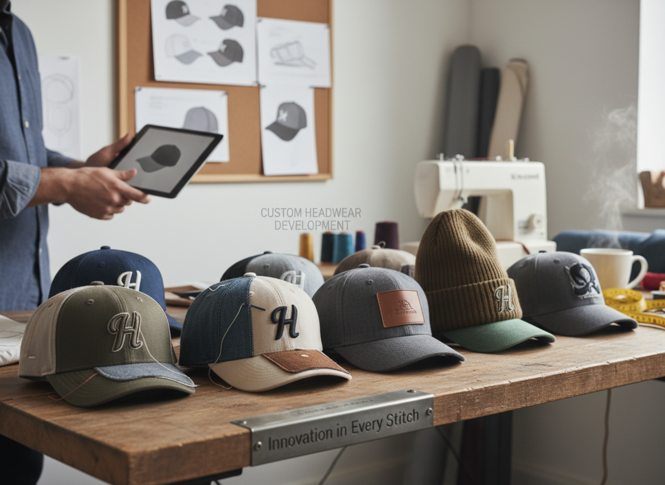 reviewing custom headwear development capabilities