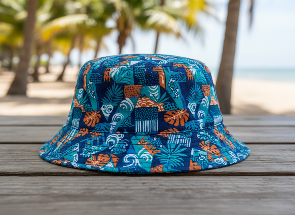 Bucket hat with all-over print pattern