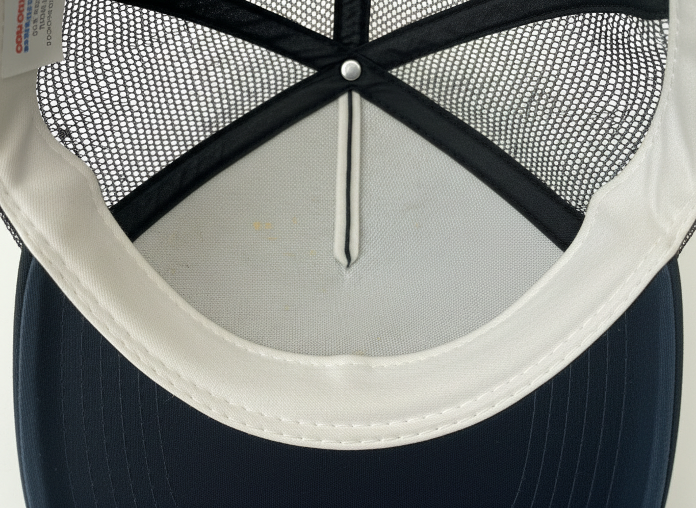Inside view of hat showing sweatband