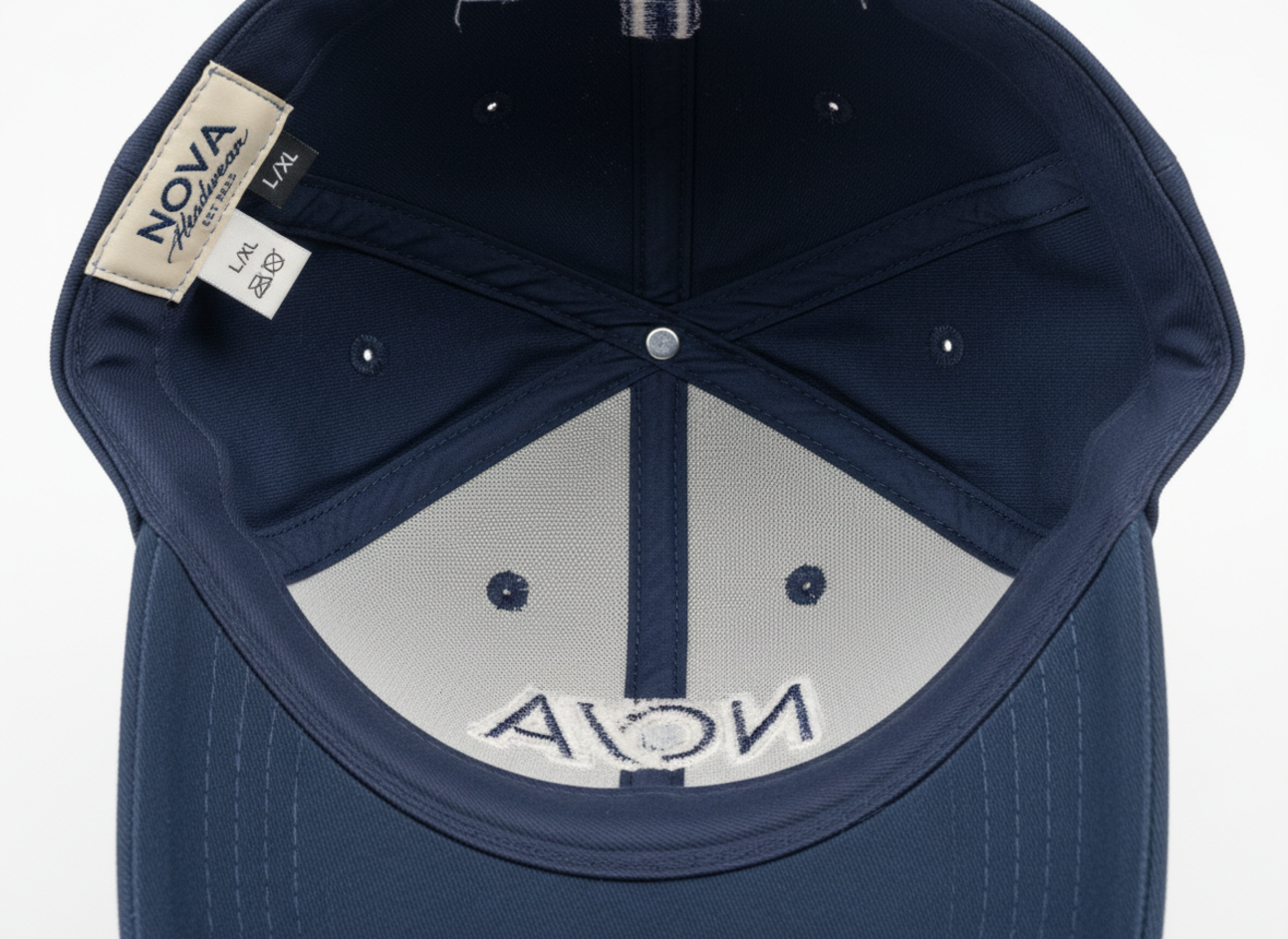 Interior view of a high quality custom hat