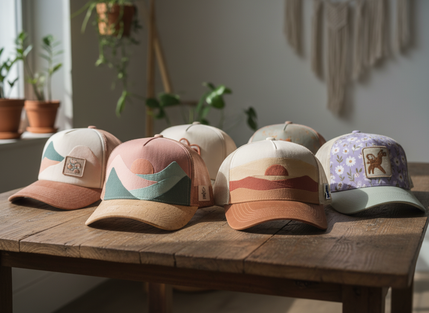pastel and earth tone women's trucker hats