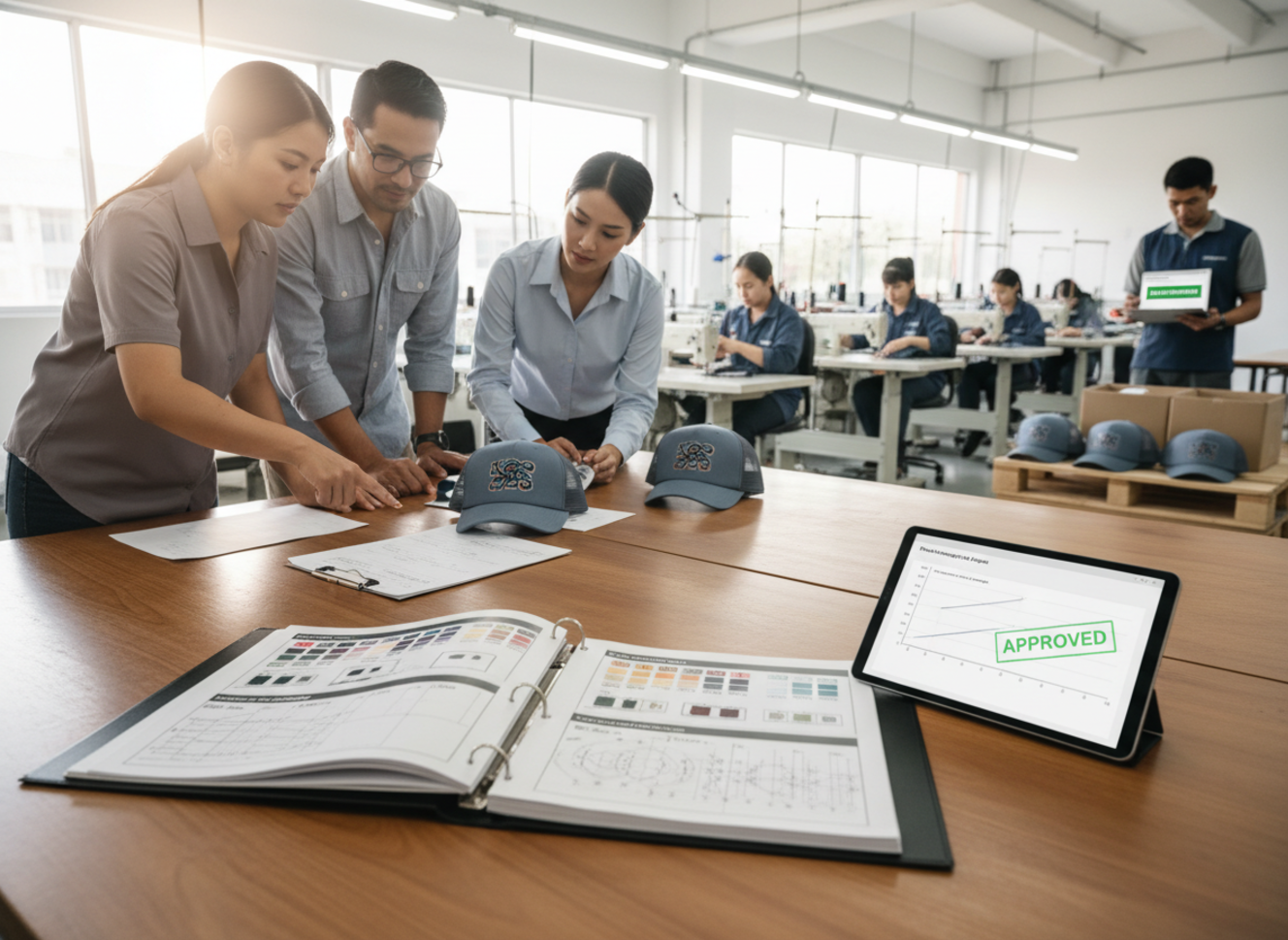 Quality control for women's trucker hats
