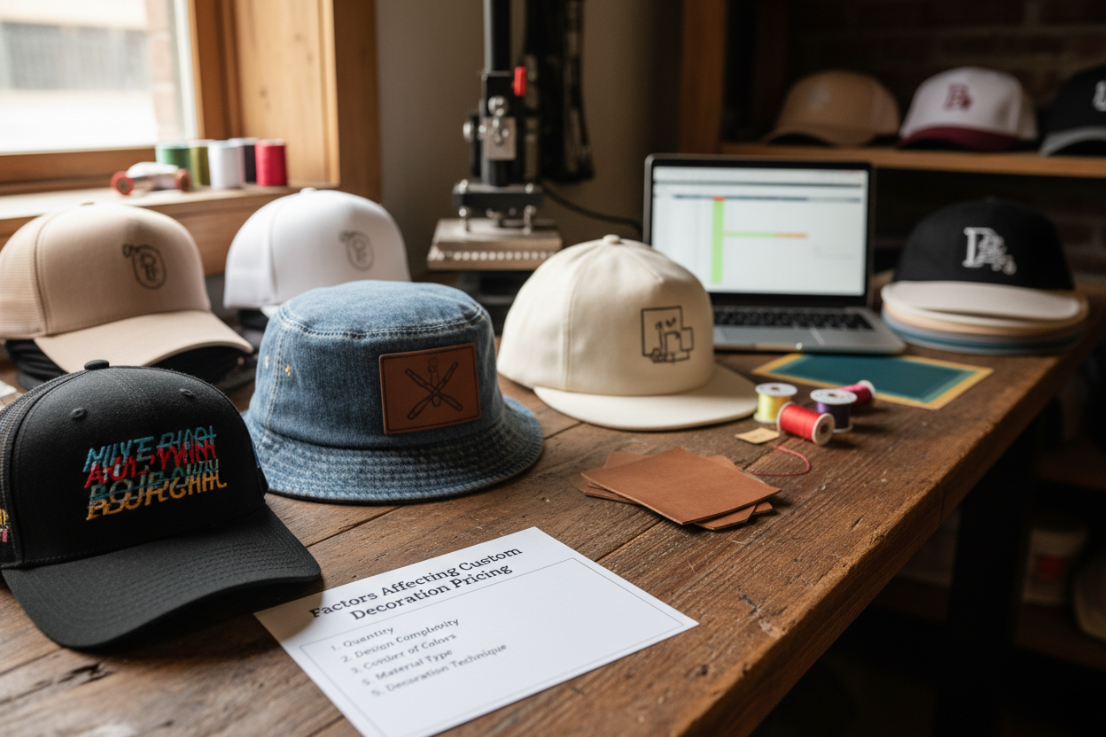 Factors affecting custom hat decoration pricing