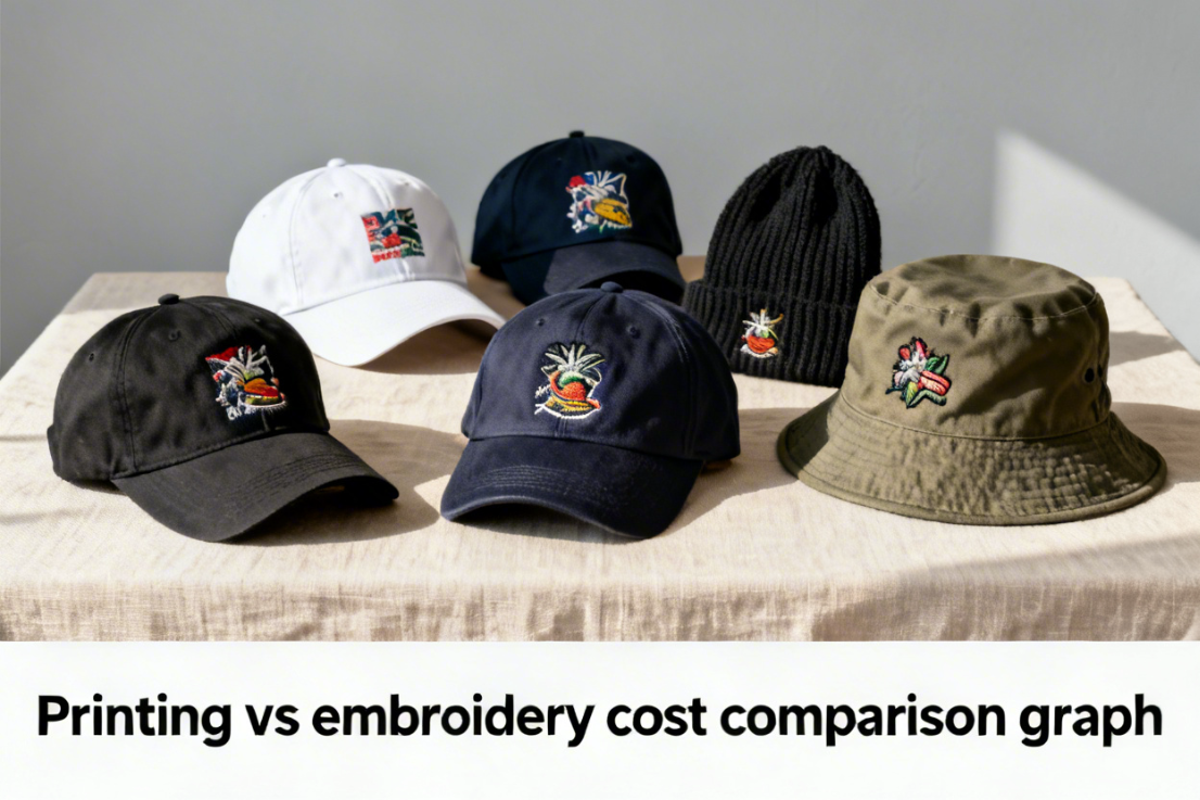 Printing vs embroidery cost comparison graph