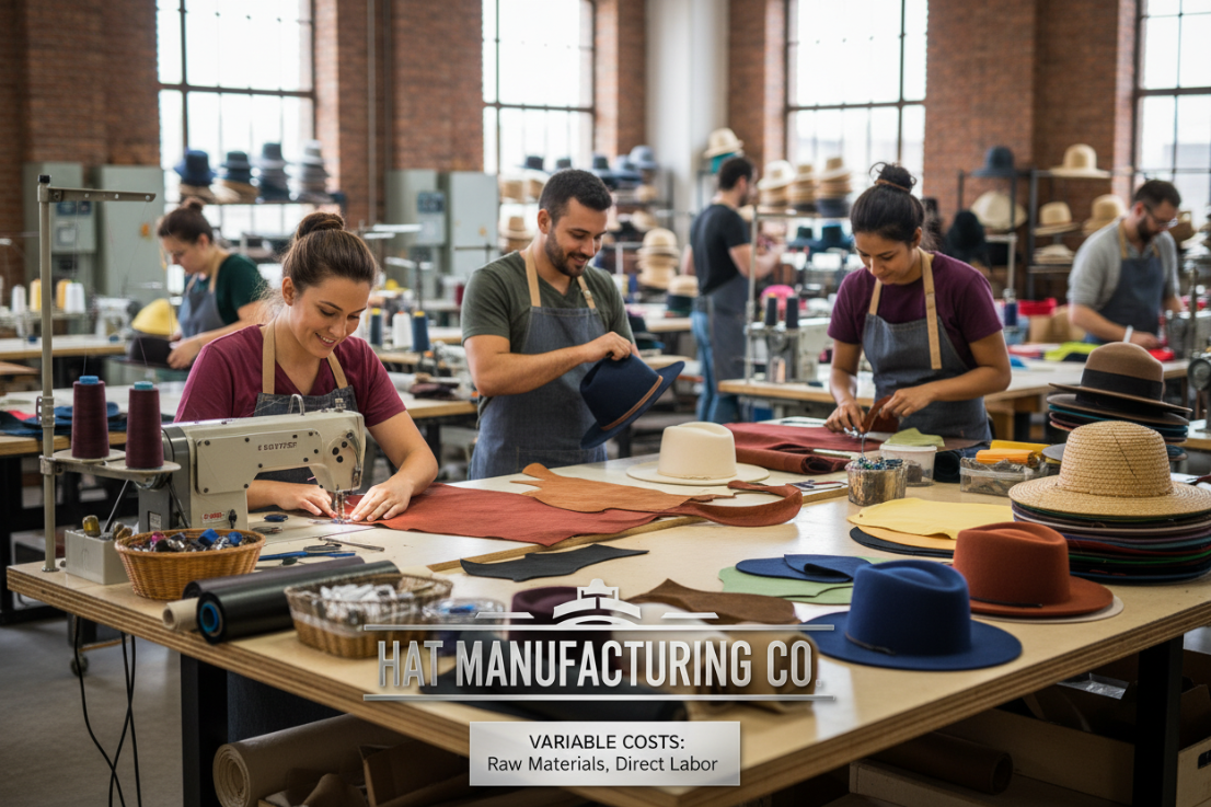 Variable vs fixed costs in hat manufacturing