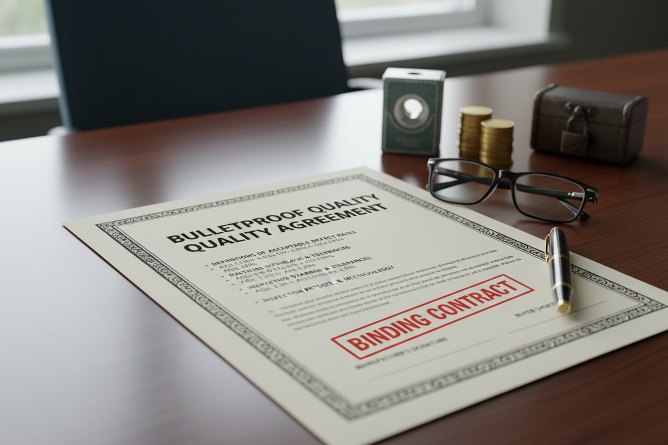 quality agreement document on desk