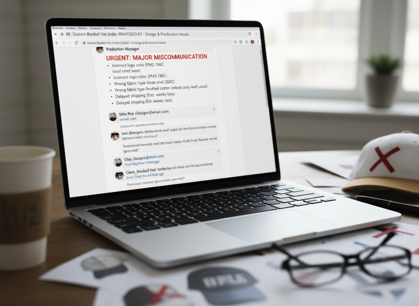 custom hat manufacturer communication problems email