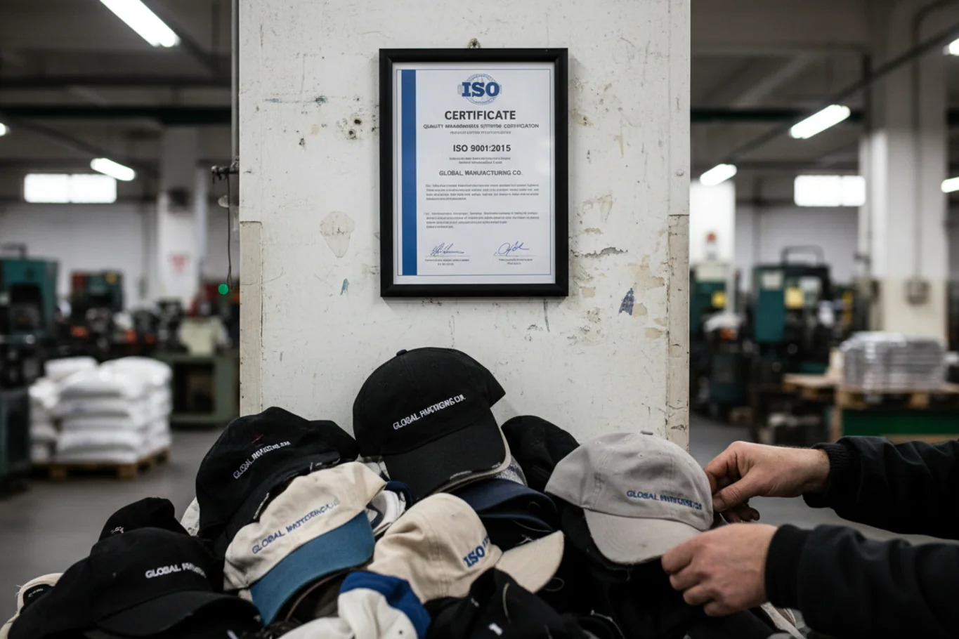 ISO certificate on wall