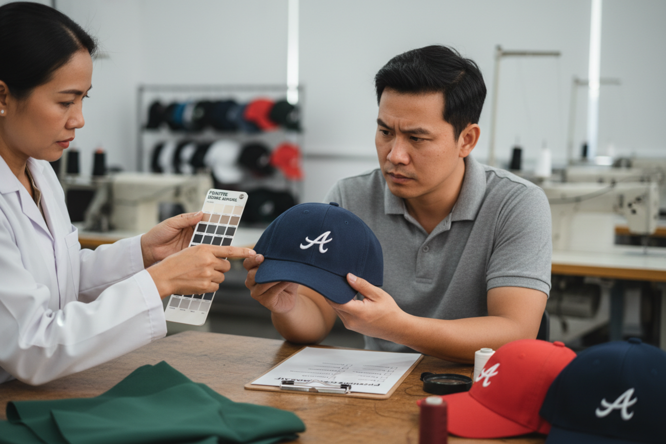 approving custom hat fabric and color