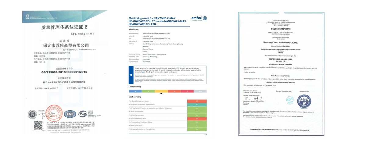 hat factory certificates