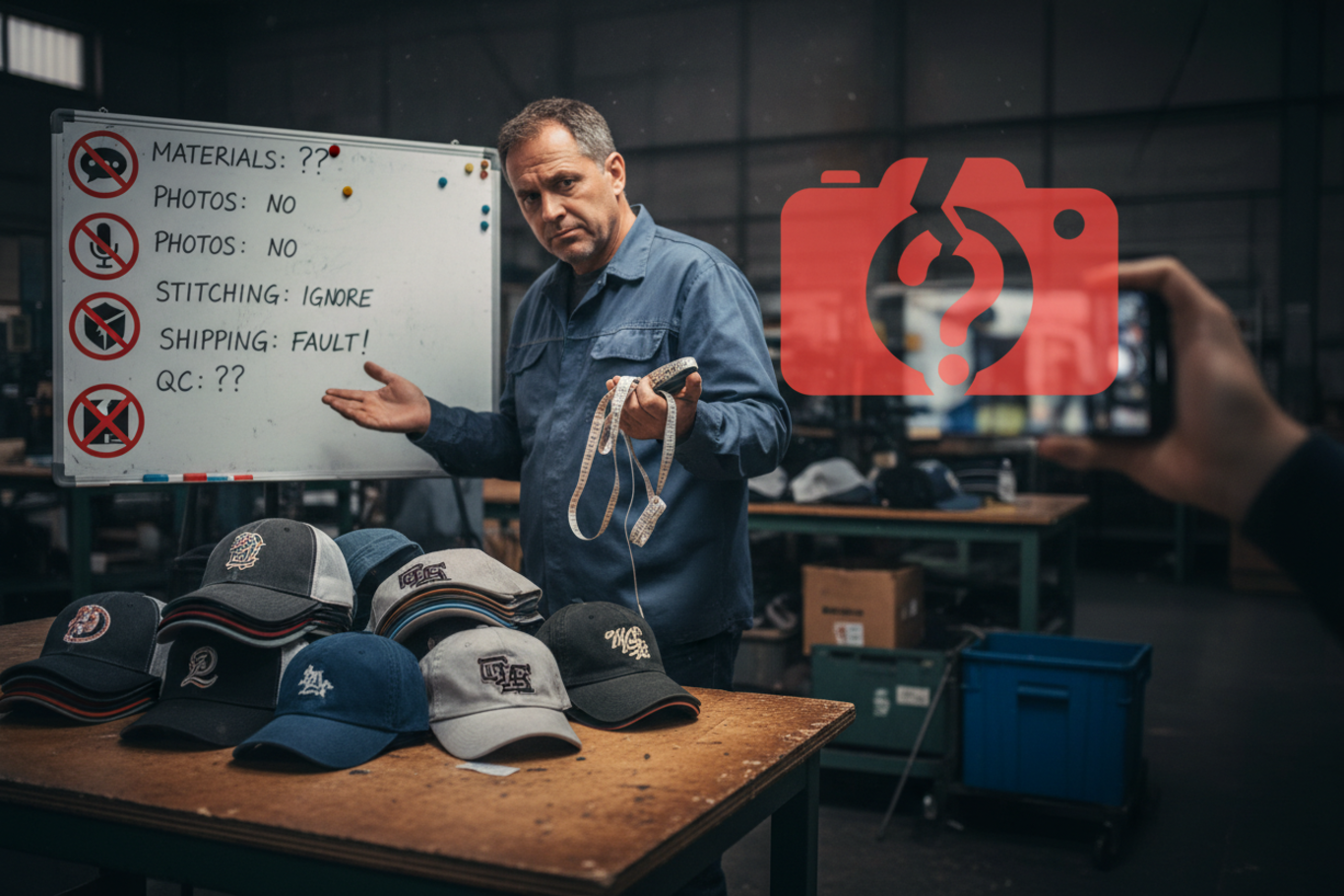 custom hat quality control check