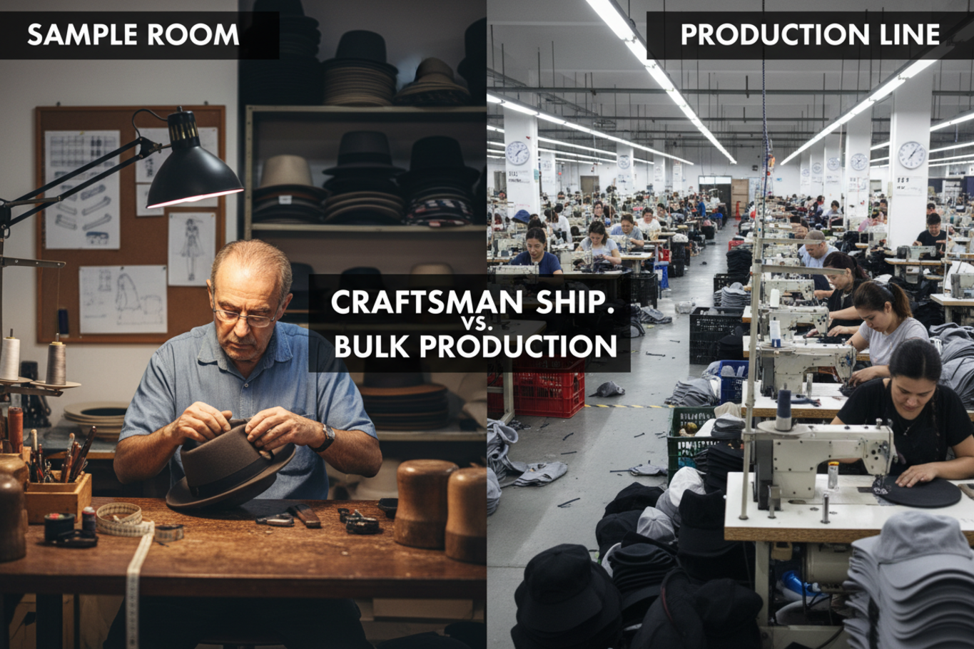factory sample room vs production line