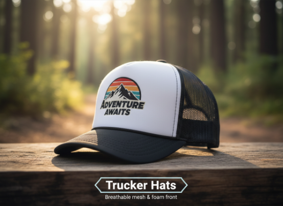 Custom trucker hat with mesh back