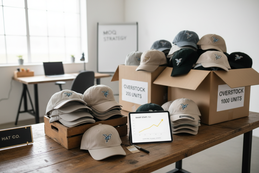 small brand inventory risk custom headwear