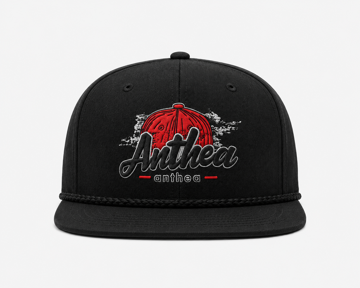 Retro Rope mid-profile cap with brim rope - flat product view on white background