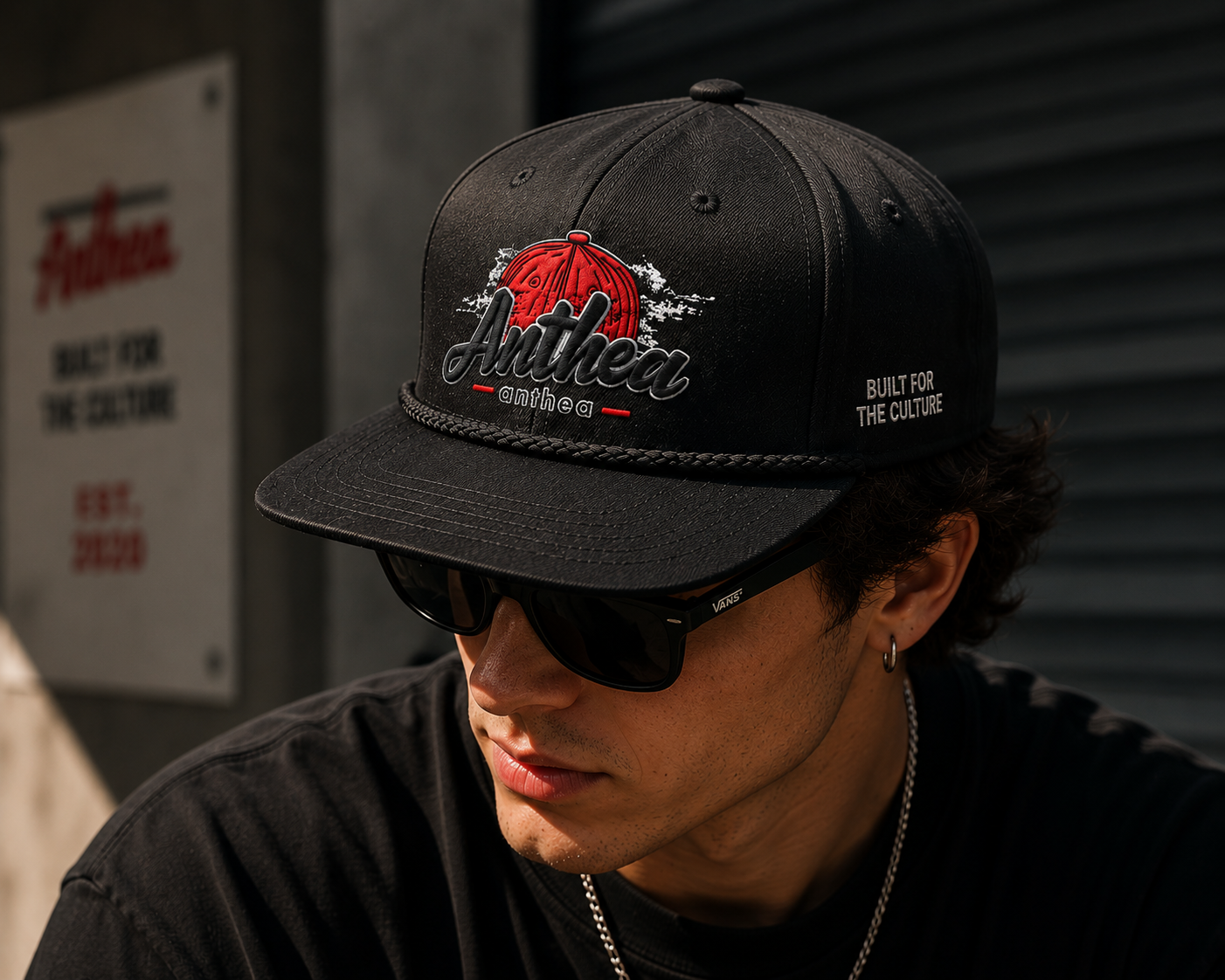 Retro Rope mid-profile cap with brim rope - worn lifestyle view