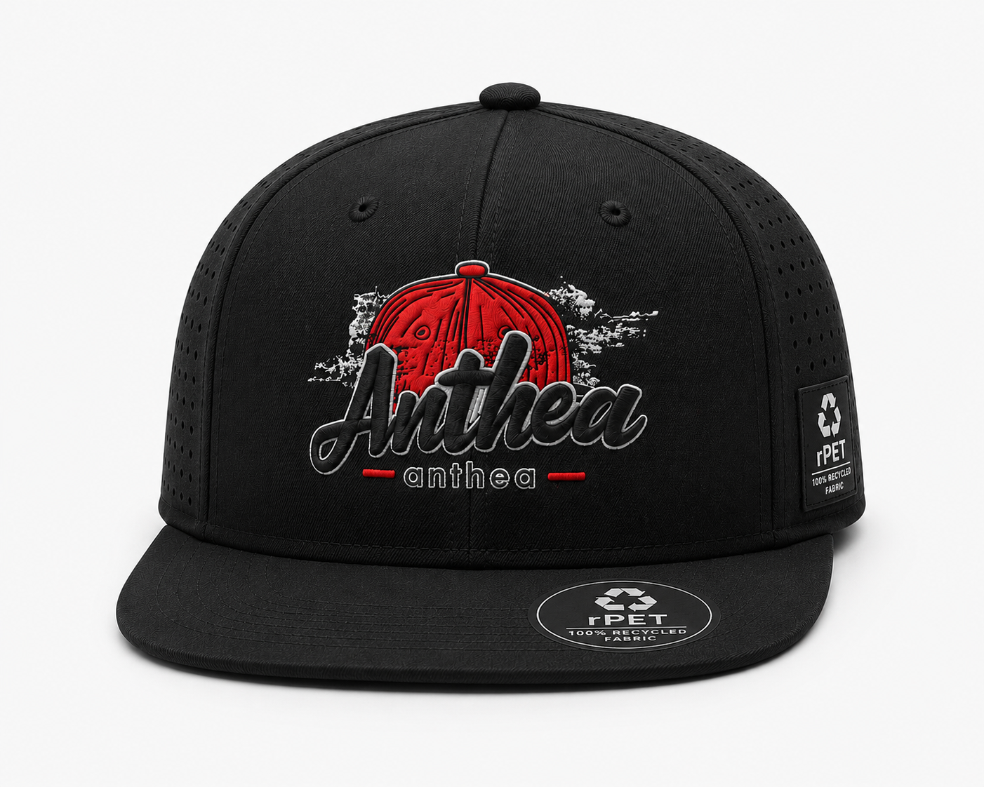 Eco-Snapback rPET sustainable cap - flat product view on white background