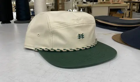 Custom rope hat with contrast rope trim and logo embroidery for golf and lifestyle brand