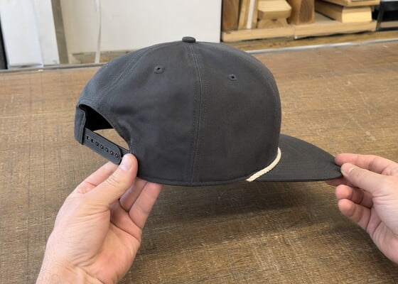 Flat bill rope hat structure diagram showing flat brim and rope detail