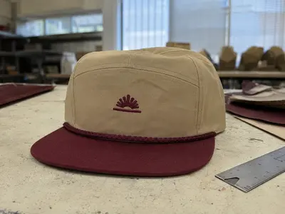 Custom rope hat with front logo embroidery and contrast visor